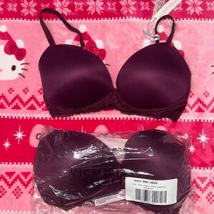 Victoria’s Secret Lace Wing Wireless Nursing Bra Burgundy Bundle Lot 2 32DDD NWT